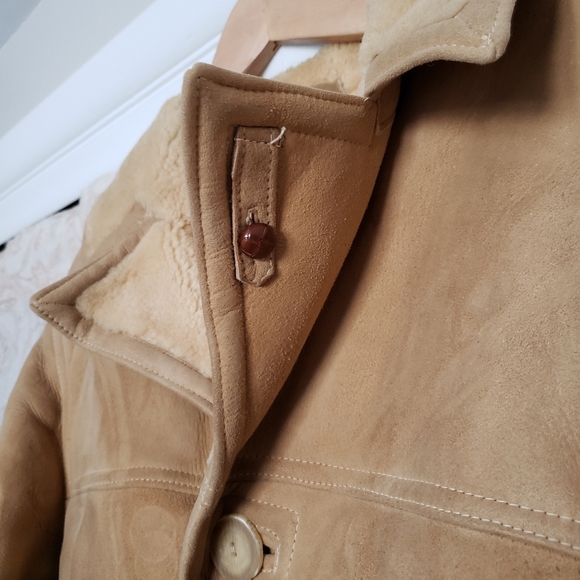 Vintage Abercrombie & Fitch 50s Shearling Leather Coat Sherpa size 38 - Picture 9 of 11